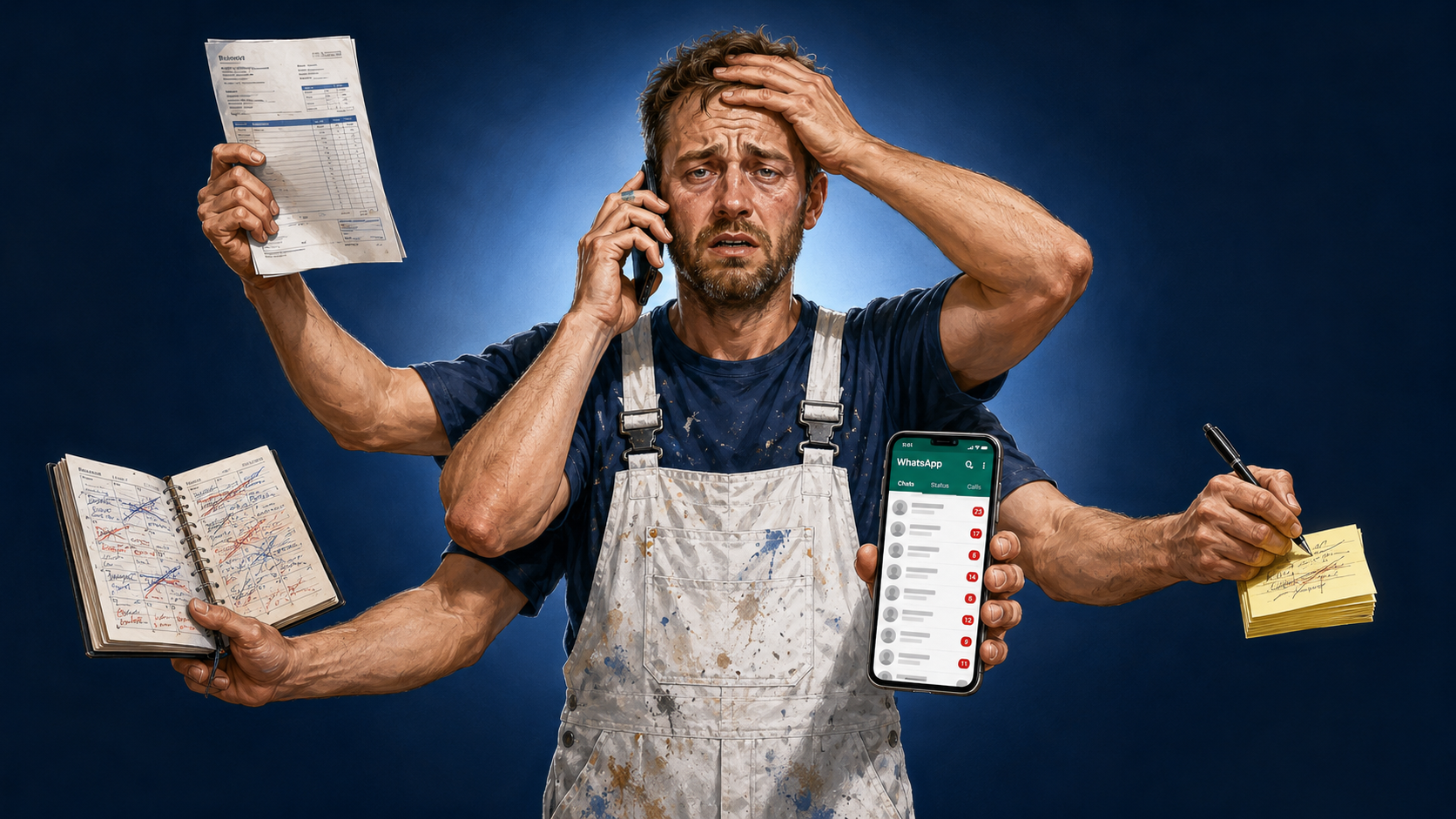 One tradesman, six jobs at once
